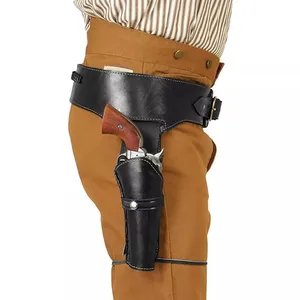 Cós capitão masculino, vaqueiro renascentista, cinto duplo, coldre revólver, pirata medieval, corsário pederneira, fantasias de Halloween 6 principais vendas cowboy coldre - №4