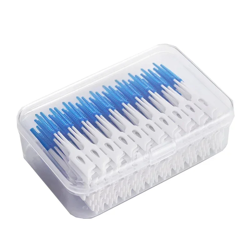 200pcs Interdental Silicone Brushes Dental Toothpicks Brush Between Teeth Silicone Toothpicks With Thread Oral Cleaning Tool