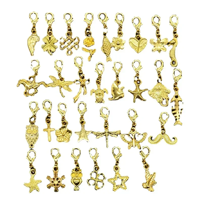 30Pcs Hair Clip Rings Mixed Styles Animal Heart Leaf Flower Charms for Hair Braid Beard Dreadlock Beads Rings Tube Accessories
