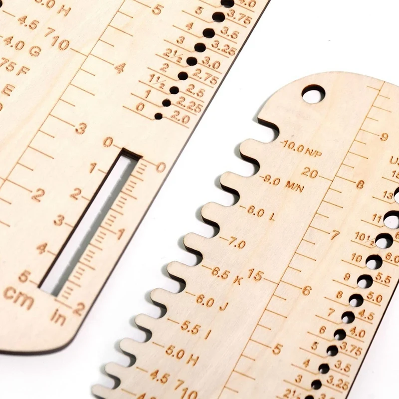 جورب الحياكة حاكم إبرة الحياكة الخشبية حجم قياس أداة قياس جورب مسطرة دقيقة متماسكة مانع DIY بها بنفسك