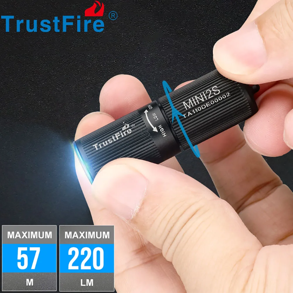 Trustfire MINI2S 220 Lumen EDC Taschenlampe mit magnetischer LED, wiederaufladbare Mini-EDC-Schlüsselanhänger-Taschenlampe, Outdoor-Werkzeug für Camping und Wandern
