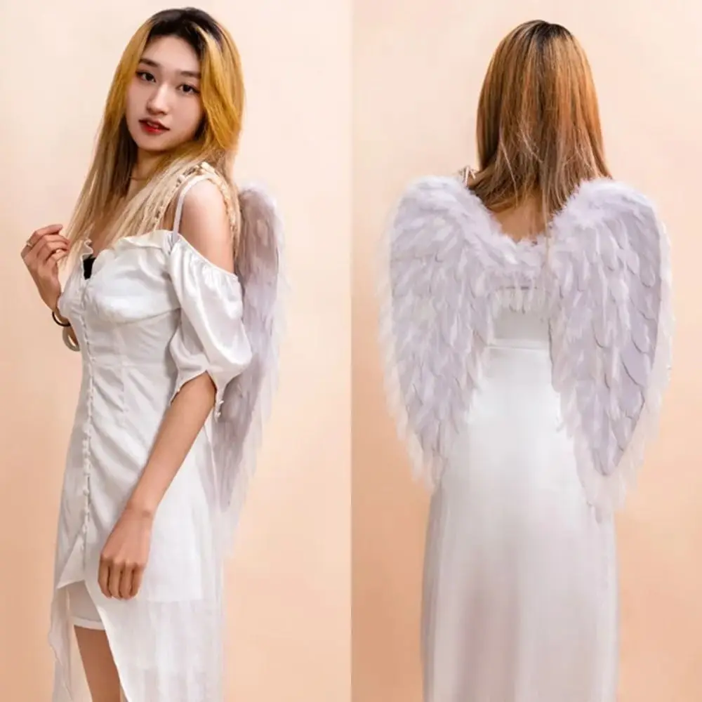 New White Feather Wings Black Party Props Cosplay Little Wings Handmade Angel Wings Adult