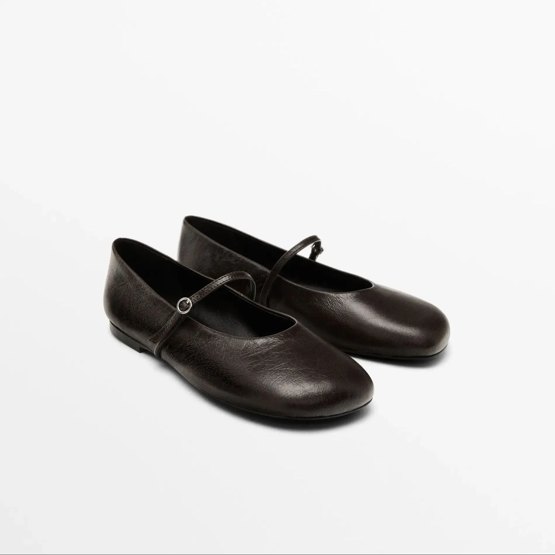 حذاء ماري جين نسائي من جلد البقر مع مصائد بإبزيم، حذاء مسطح ناعم ومريح للاستخدام الخارجي، حذاء يومي متعدد الاستخدامات كاجوال ممتاز