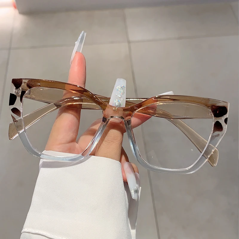 GM LUMIAS Übergroße Cat-Eye-Brille für Damen, modisch, Patchwork-Rand, optische Rahmen, trendiges, stilvolles Design, Dekor-Brille für Damen