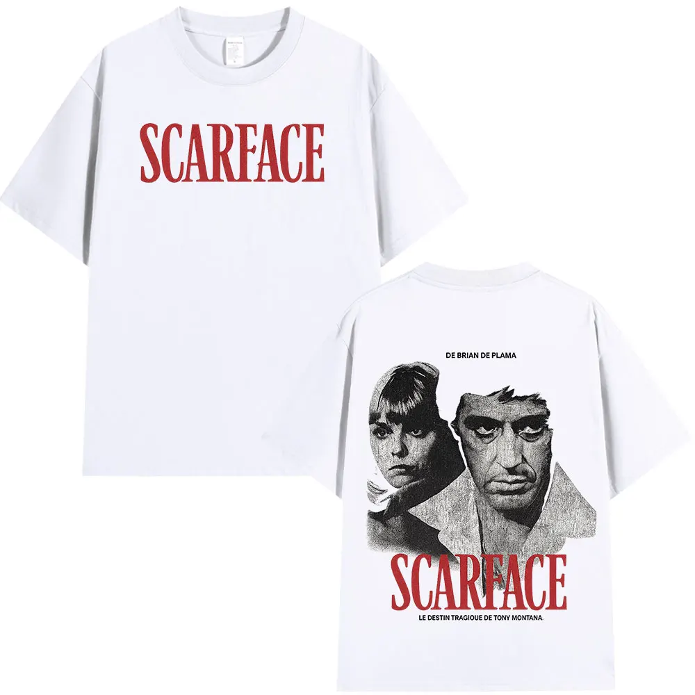 عصابة فيلم سكارفيس تي شيرت تقليدي توني مونتانا الوجه آل باتشينو المتضخم تي شيرت الرجال النساء موضة الهيب هوب القوطية تي شيرت #3
