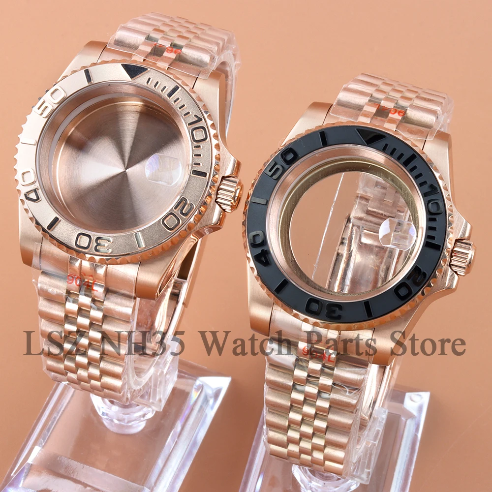 Fit GMT SUB 40MM NH35 Rose gold PVD Watch Case Waterproof For Yacht-master Submariner NH34 NH35 NH36 NH38 Movement 28.5mm Dial