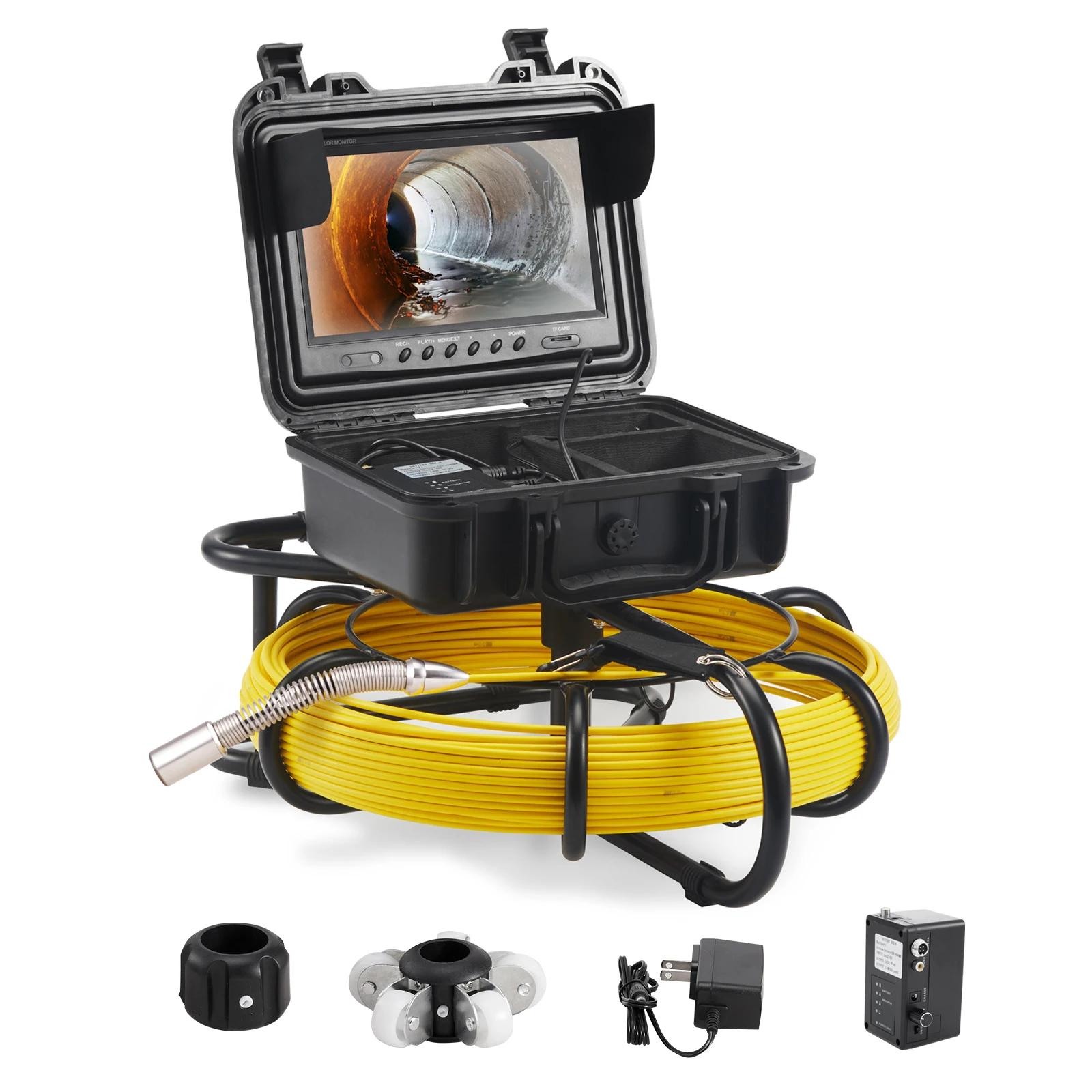 VEVOR Sewer Camera 9 inch Screen Pipeline Inspection Camera with DVR IP68 Waterproof Industrial Borescope for Sewer Drain Pipe