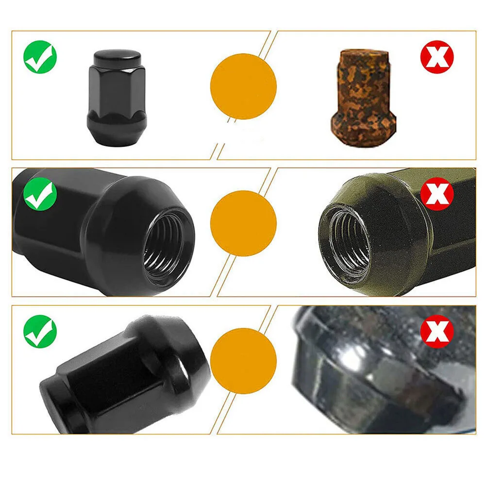 for acorn Style Nuts Black Lug Nut Automotive Replacement Closed End Bulge for acorn Conical 60 Degree Seat Direct Replacement