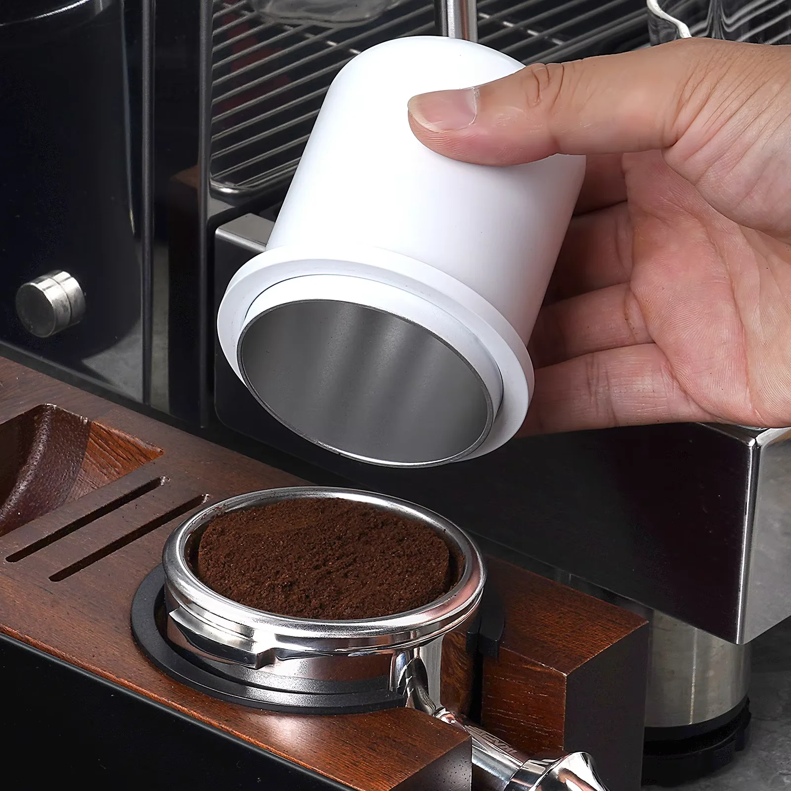 IKAPE Espresso Dosing Cup, Compatible with All the 51-58MM Portafilters, Espresso Coffee Accessory, Made of Aluminum