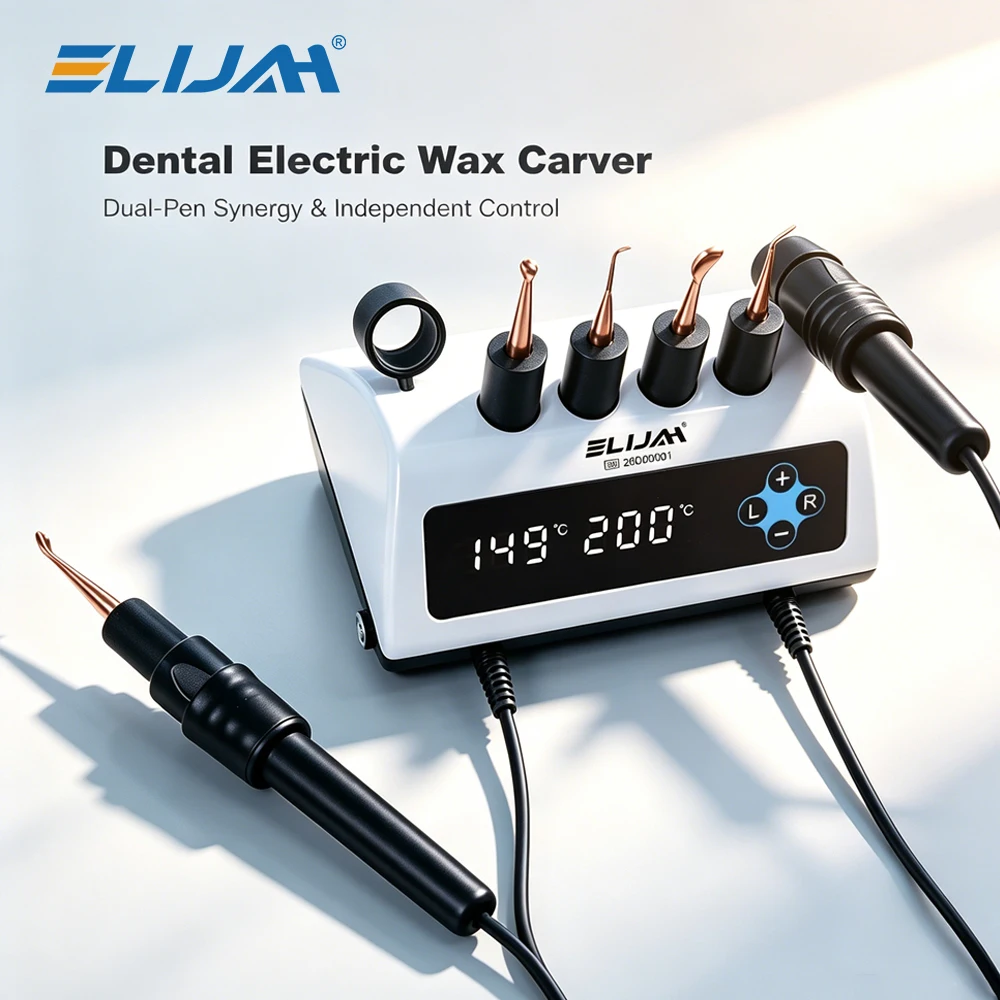 

ELIJAH New Dental Electric Wax Carving Kit with Digital Display Double Carving Pen with 6 Interchangeable Tips Dental Equipment