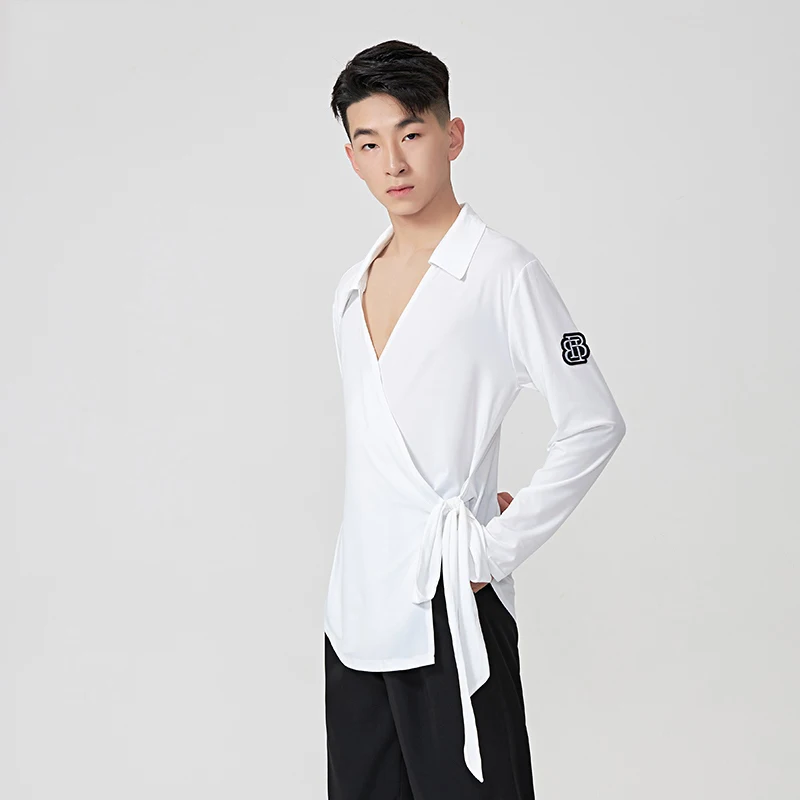 ملابس الرقص اللاتينية للرجال بأكمام طويلة قميص زوجين فضفاض الراقية تشاتشا رومبا تانجو الكبار ملابس الرقص اللاتينية DQS17005