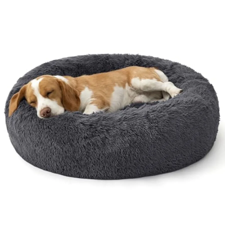 

SupportMax™ Calming Dog Bed Medium Size Dog - 30in Donut Round Washable Medium Pet Bed, Anti-Slip＆Removable Cover, 420GSM Anti-