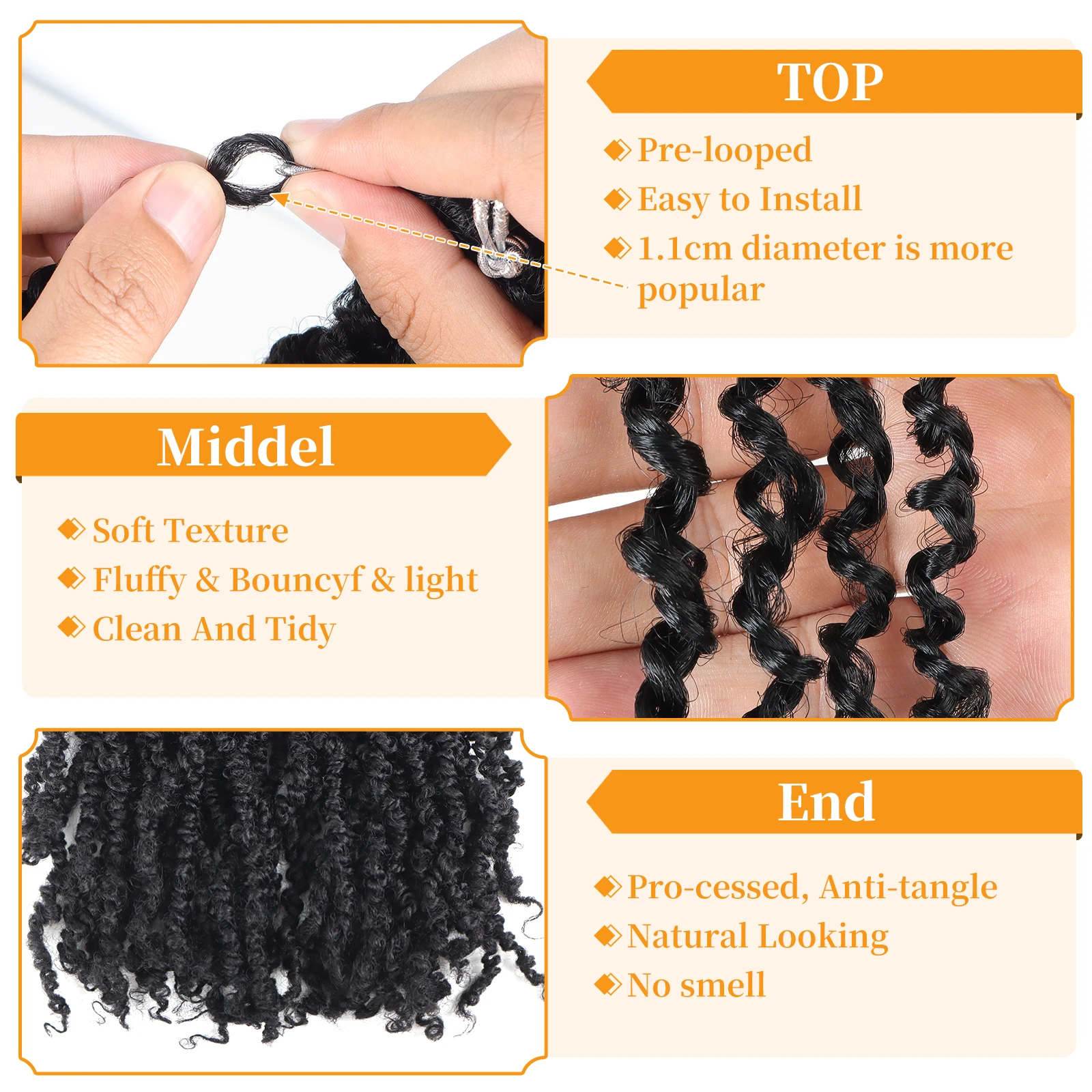 Yanky Twist Crochet Hair Fluffy Spring Mini Twist Passion Twist Ombre Brown Pre-Looped Crochet Braids Braiding Hair image 3