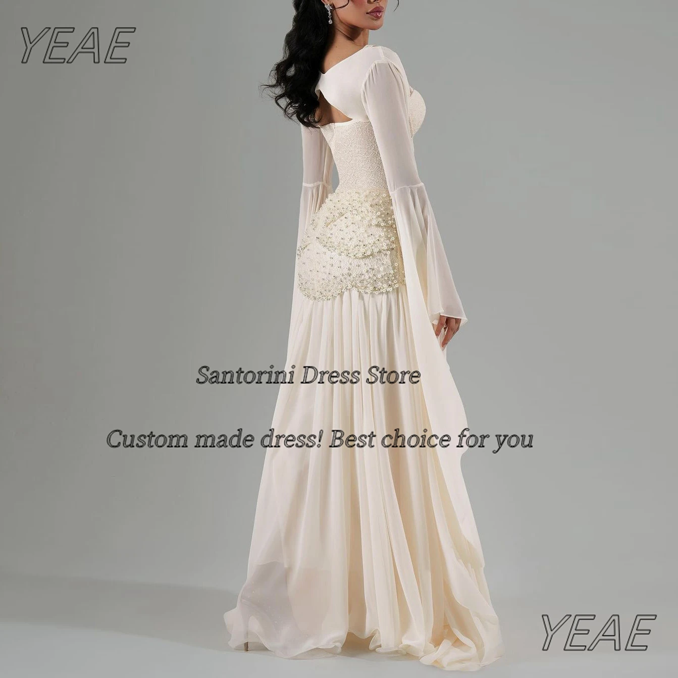 Santorini Sexy Prom Dresses Sweetheart Off Shoulder Beaded Evening Party Dress Long Sleeves Jackets Special Banquet Women Wear