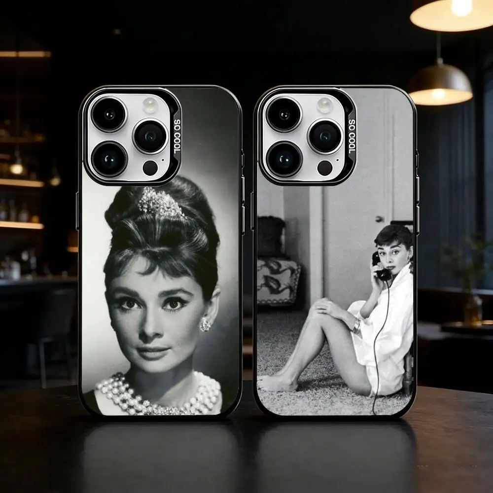 

A-Audrey H-Hepburn C-Classic Phone Case For iPhone 17,16,15,14,13,12,11,Pro Max,Plus Candy Silver Cover