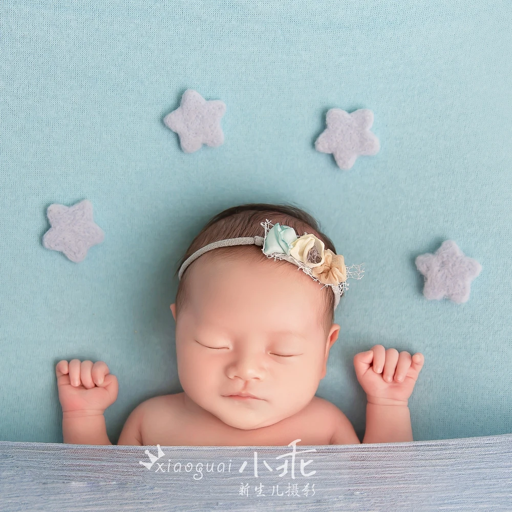 Wool Felt Moon Star Newborn Props for Photography Handmade Baby Photo Prop Moon for Photo Studio Baby Shooting Accessories