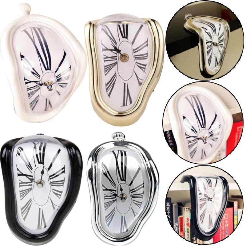 2023 New Novel Surreal Melting Distorted Wall Clocks Surrealist Salvador Dali Style Wall Watch Decoration Gift for Home Garden