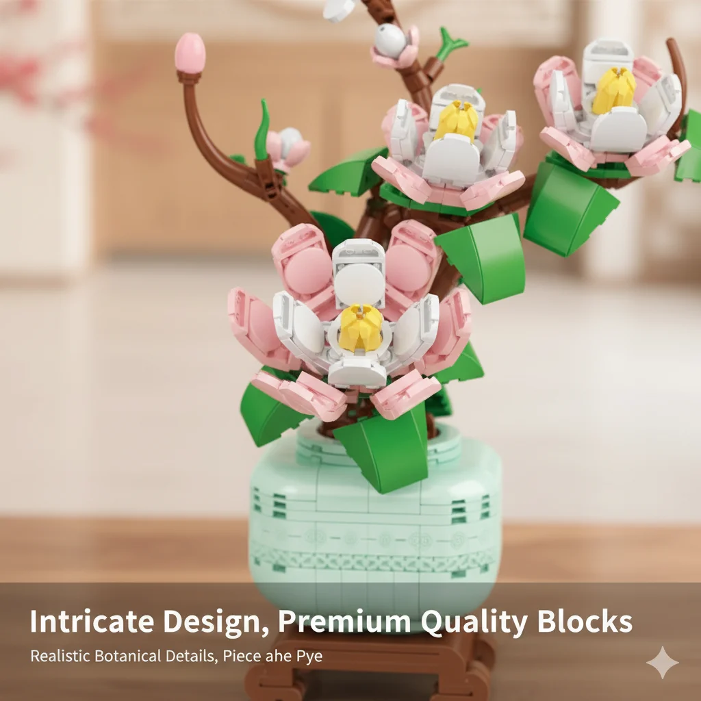 DIY decoración creativa del hogar flores artificiales bloques de construcción planta en miniatura bonsái ladrillos juegos Año nuevo amigo regalos para adultos