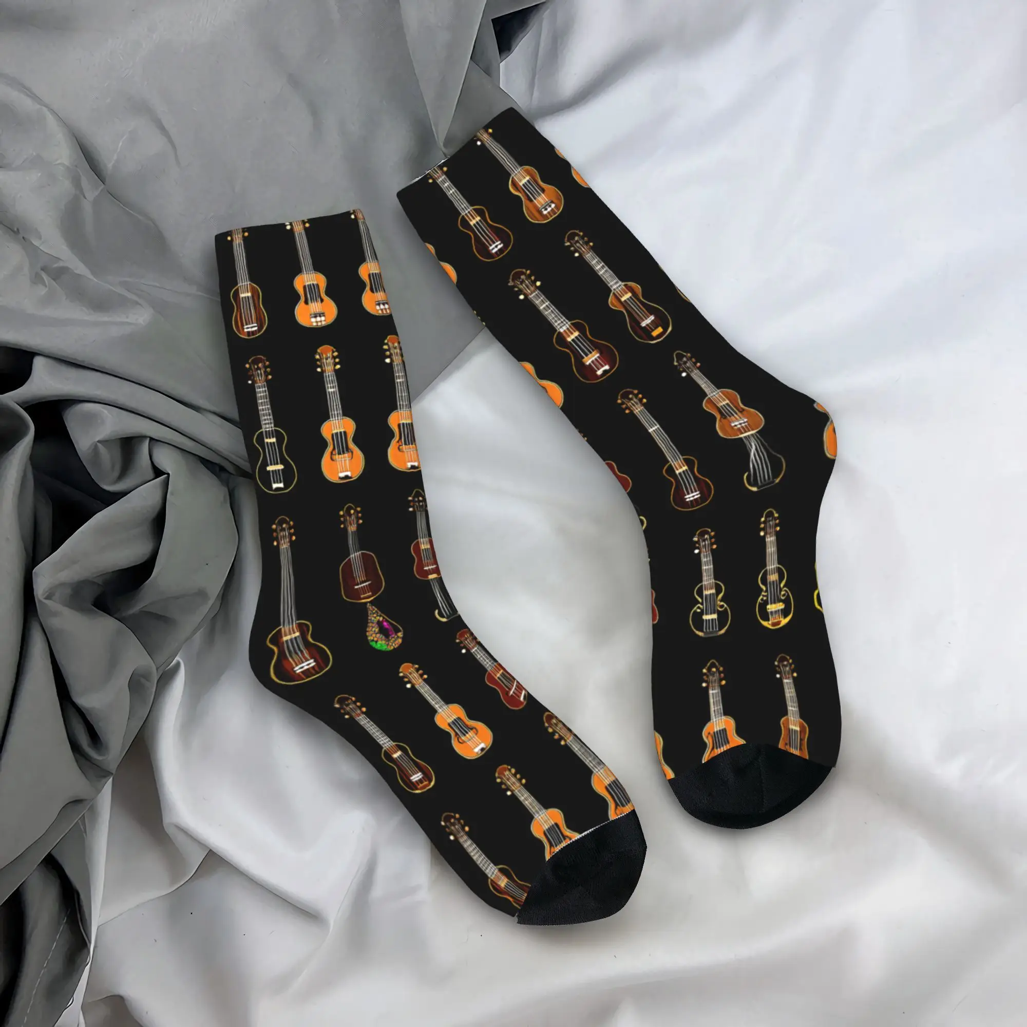 

1 Pair Guitar Pattern Socks, 3D Printed Musical Note Personality Creative Compression Socks for Men and Women, Fashionable