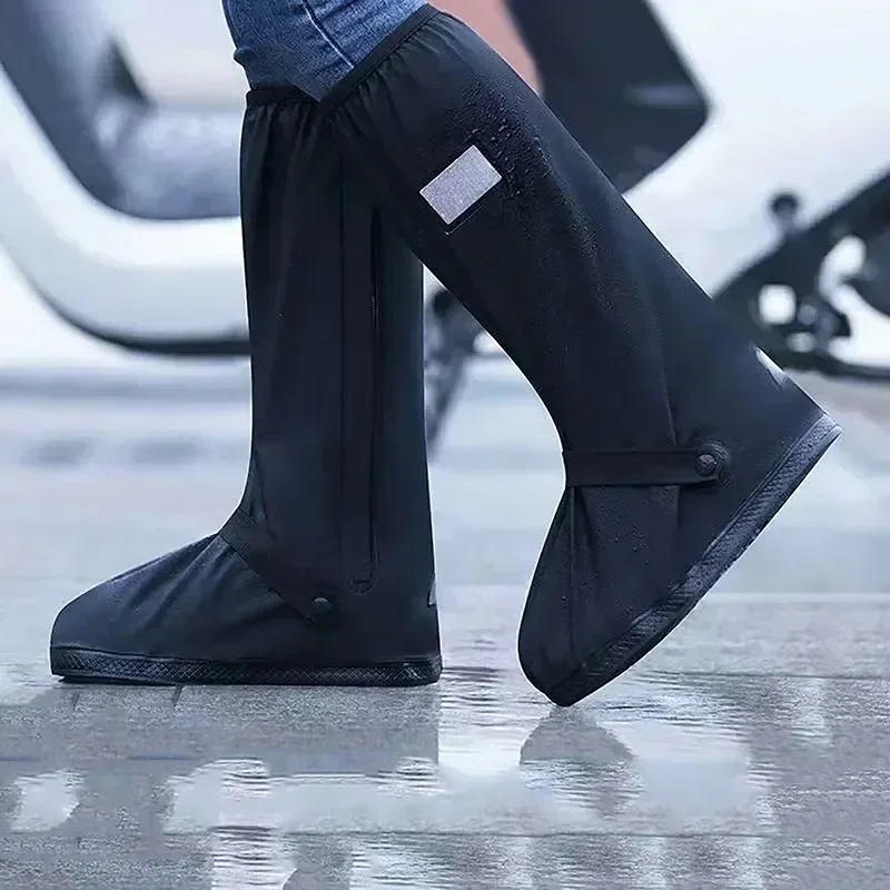 Rain Boot Shoe Cover Black Waterproof with Reflector High Top Clear Shoes Dust Covers for Cycling and Walking Rain Cover