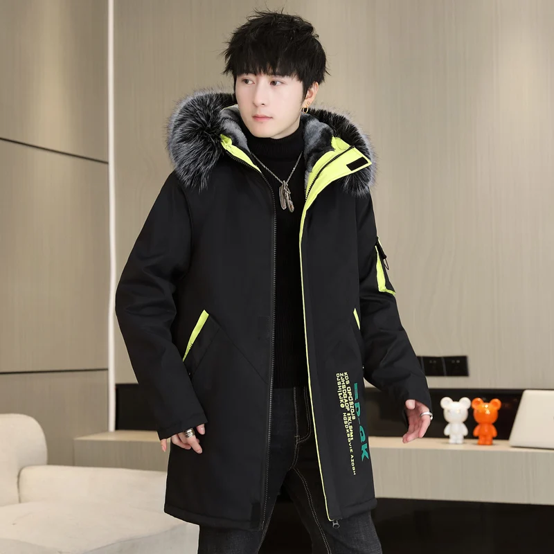 Men's Fashion Windbreaker Parka Coat Streetwear Male Jacket Windproof Casual Autumn Winter Warm Hombre New Mid-length
