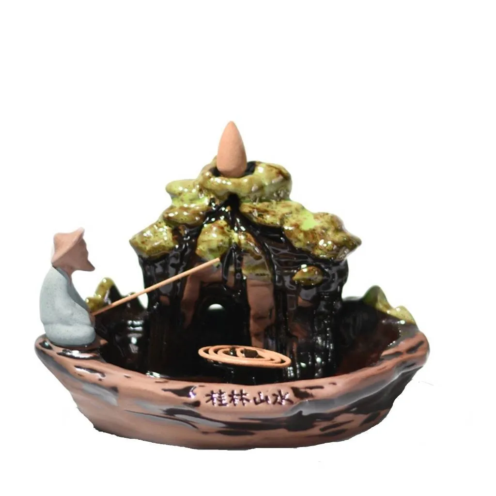 Censer Backflow Decor Burner Incense Ceramic Cones Holder Home Decor