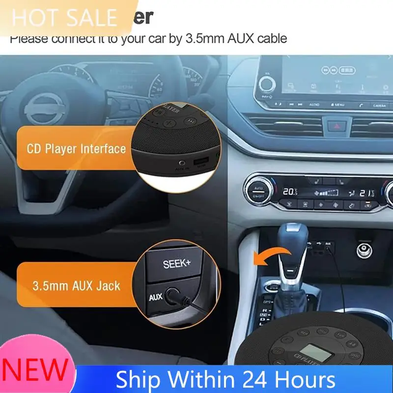 ~【IN  Stock】MP3 Compatible Portable CD Player With Anti Skip Feature Built In Speaker For Car Support Recording Mic