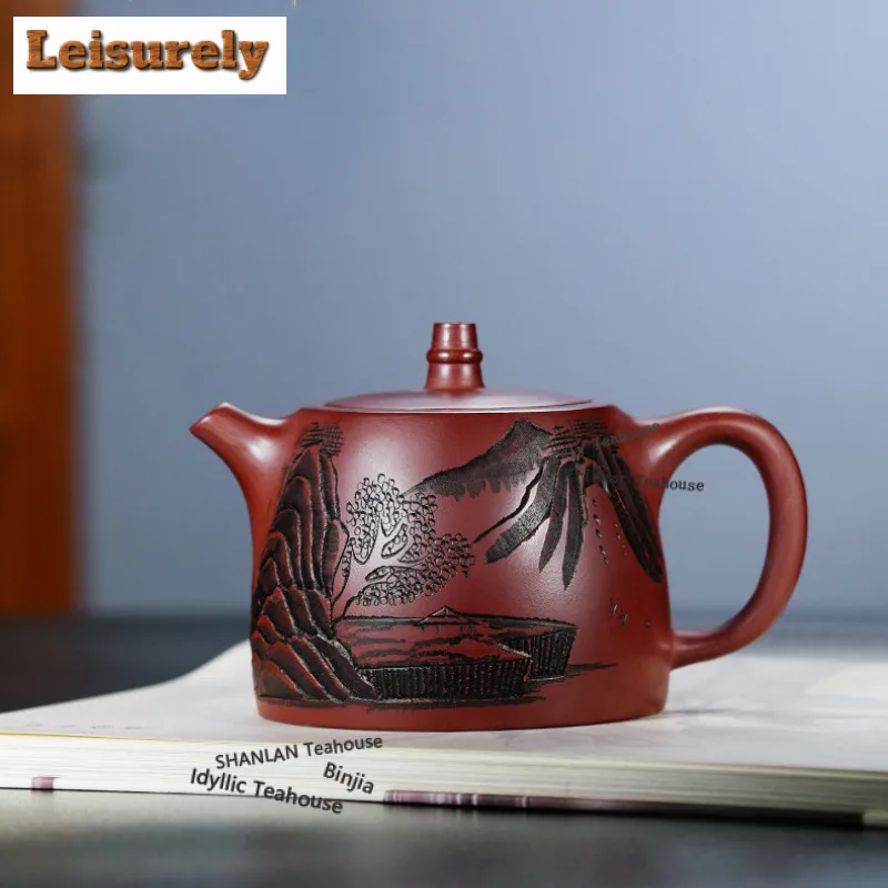 

400ml High-end Yixing Purple Clay Teapot Hand-carved Han Duo Pot Dragon's Blood Sand Tea Soaking Kettle Chinese Zisha Tea Set