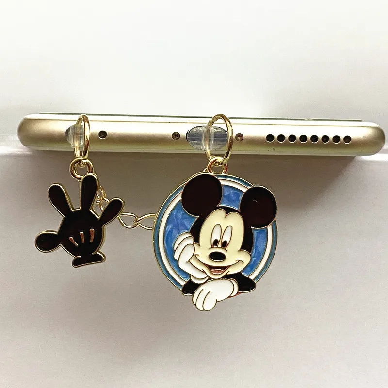 MINISO-Tapón antipolvo de Minnie Mickey para teléfono, protectores de puerto de carga para iPhone, Samsung, Xiaomi, tipo C, Android, Metal