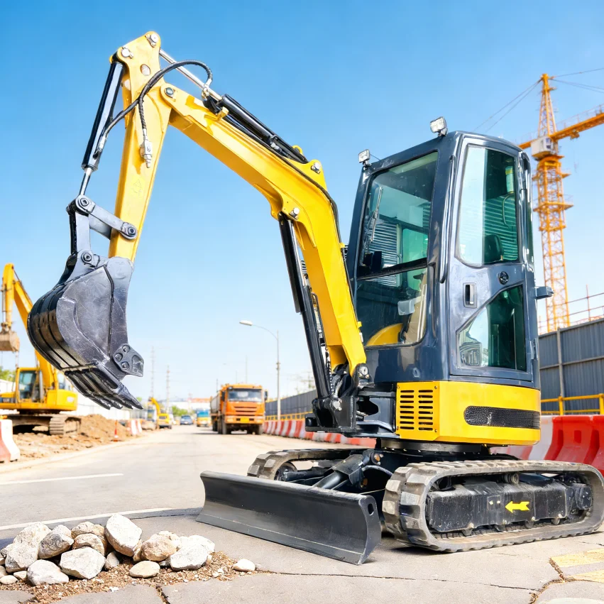 

Customized Multifunctional Mini Excavator 3.5 Ton Small Crawler Digger with Auger Rake Attachments for Sale