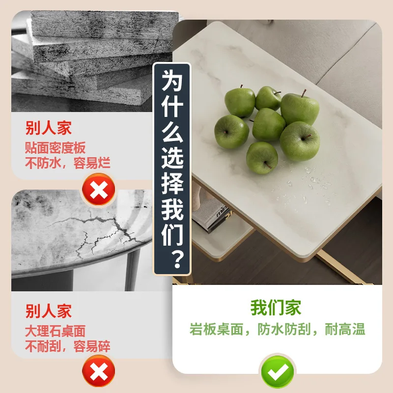 Movable Household Minimalist Floor Small Coffee Table Multifunctional Corner Table Living Room Sofa Side Table Stone Plate