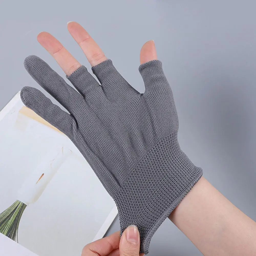 ป้องกัน Fingerless สีทึบแสดงสามนิ้ว Anti-Skid Mittens ผู้ชายถุงมือไนลอนหน้าจอสัมผัสถุงมือแสดงสองนิ้ว