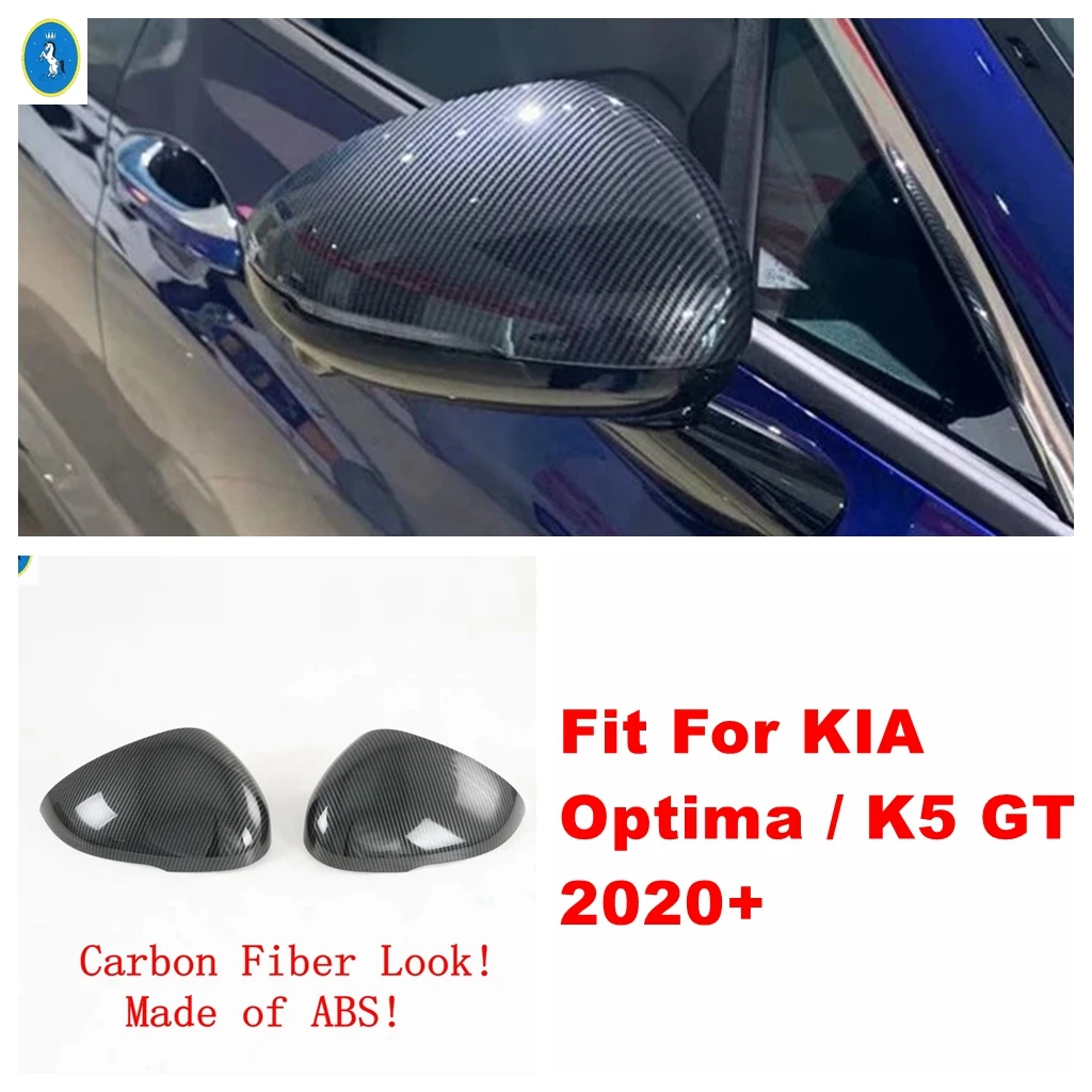 

Carbon Fiber Look Auto Door Rearview Mirror Cap Cover Trim For KIA Optima / K5 GT 2020 2021 2022 Exterior Refit Kit Accessories