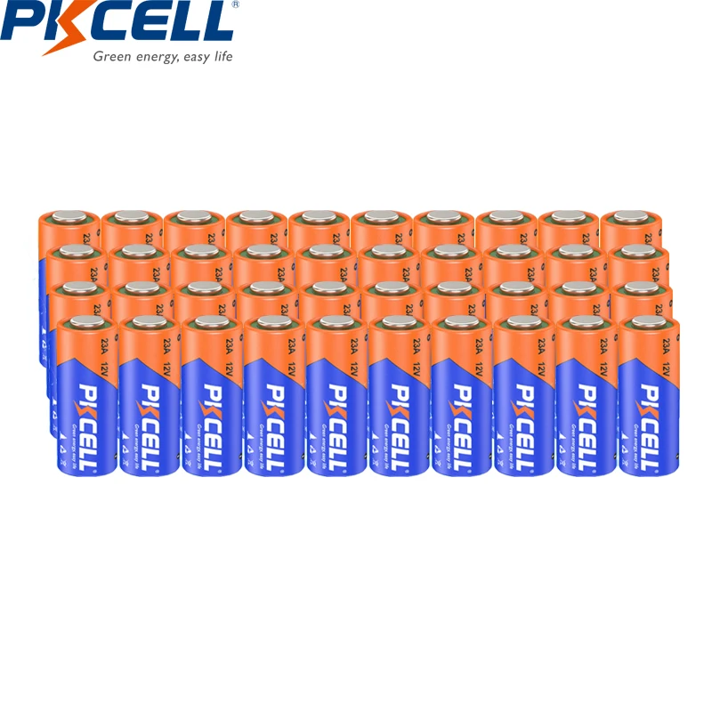 PKCELL 60 uds A23 23A batería alcalina 12V baterías Pilas no recargables para abridores de puertas de garaje ventilador de techo mandos a distancia timbres
