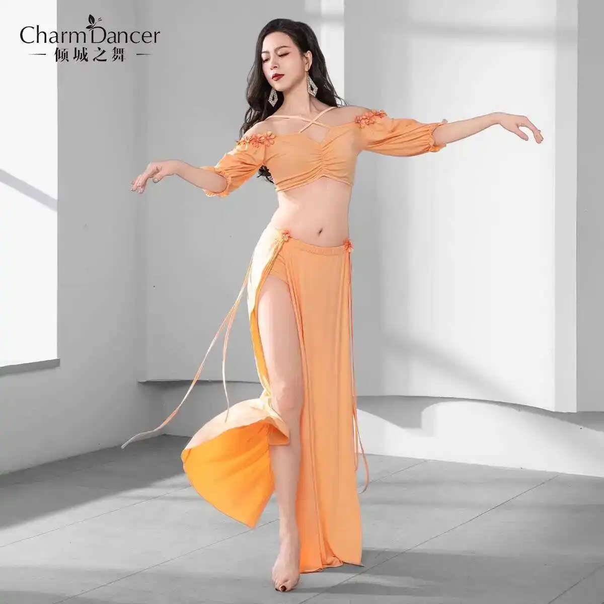 

Alluring Dance Belly Dance Costume Sweet Style Petal Design Practice Outfit Set Oriental Dance Performance Dancewear