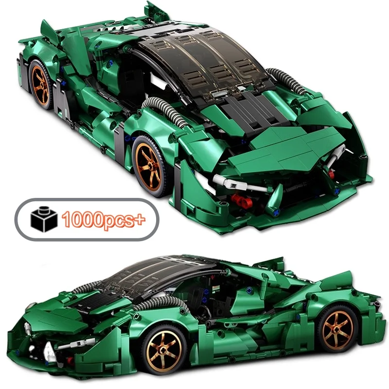 

FUNXINEE технические строительные блоки DIY зеленый спортивный автомобиль MOC супер гоночные строительные блоки модель подарки на день рождения и Рождество для детей