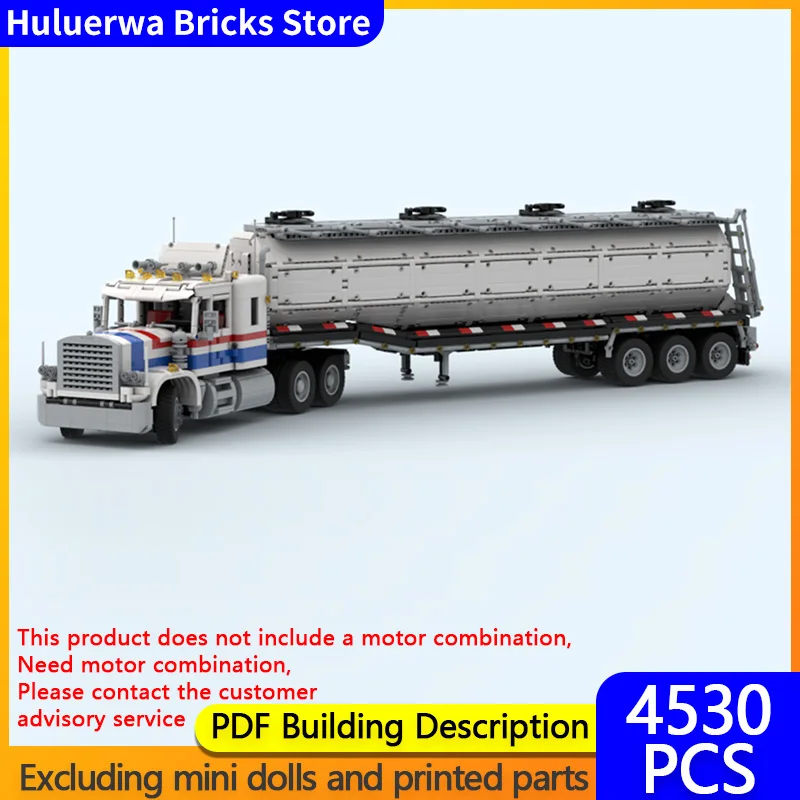 

City Car Model MOC Building Bricks Oil Tank Semi-Trailer Tractor Modular Technology Gifts Holiday Assemble Children Toy Suit