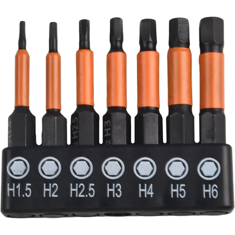 Kit de Pontas Magnéticas para Parafusadeira Hexagonal, 7 Peças, Haste de 1/4 de Polegada, Pontas Allen H1.5 a H6 para Manutenção