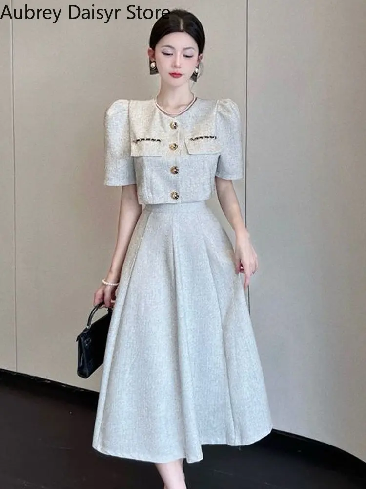 Elegante abito lungo Set donna moda coreana Vintage Office Lady Chic Formal Occasion Dress Casual Slim Evening Party Dress nuovo