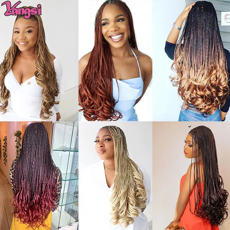 Full Star Spiral Curls Rambut Sintetik Ombre Longgar Gelombang Crochet Kepang Rambut Ekstensi Pra Membentang Mengepang Rambut untuk WANITA HITAM