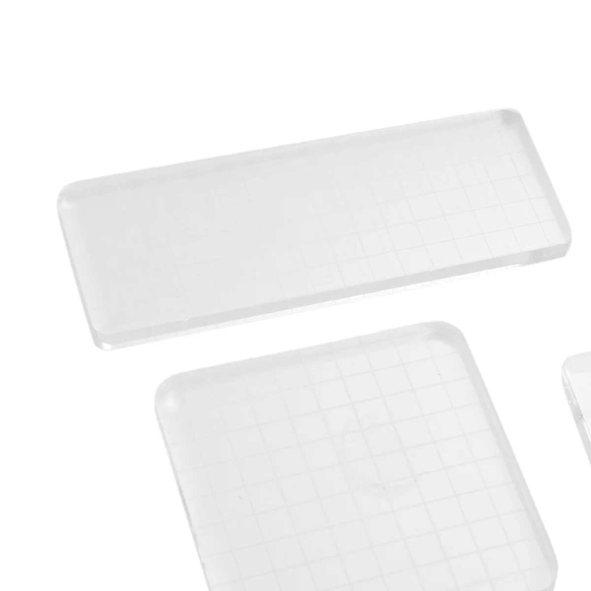 

5 Pcs Acrylic Seal Tool Set Smooth Curve Edges Transparent Stamp Blocks Pad Grid Lines Ideal for Craft Projects