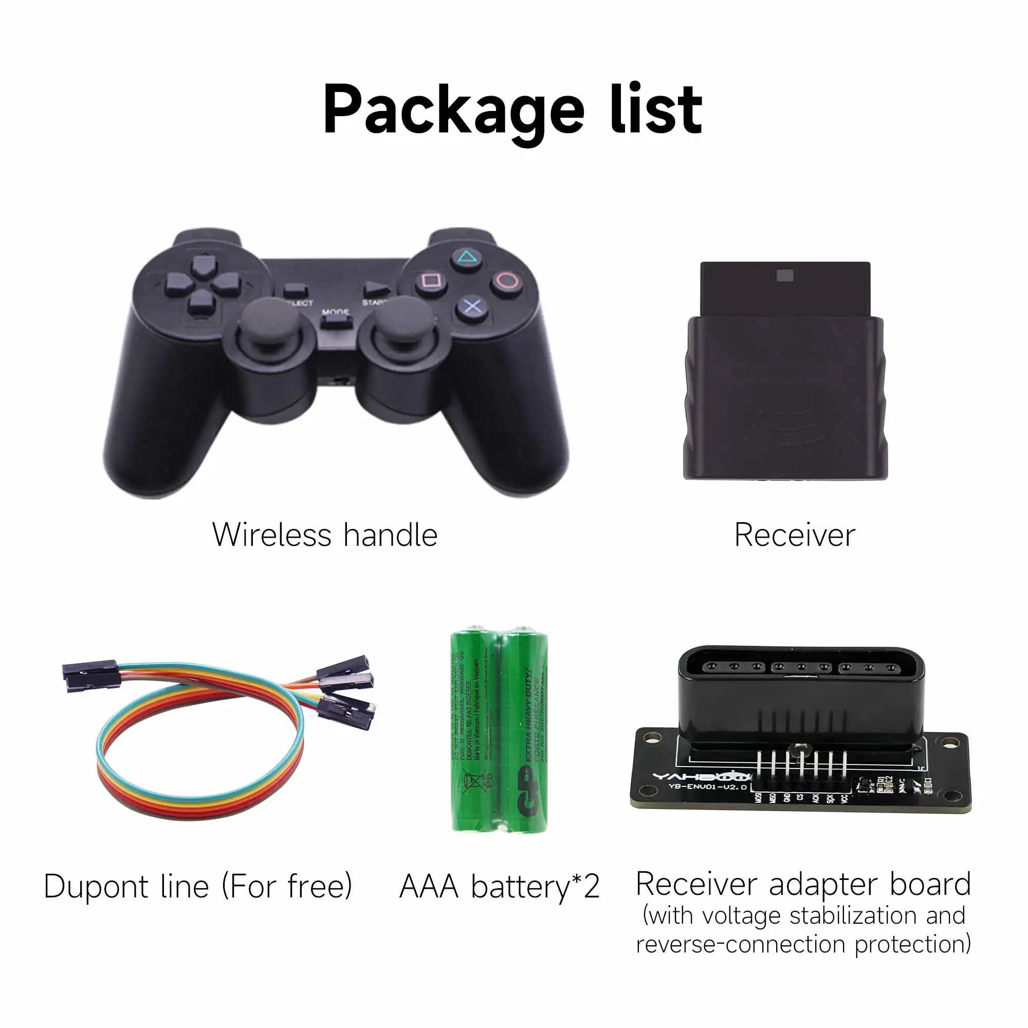 2.4G PS2 Wireless Remote Controler Gamepad 3 in 1 Joystick Smart Car and Robot Special Handle With Receiver Adapter and Battery