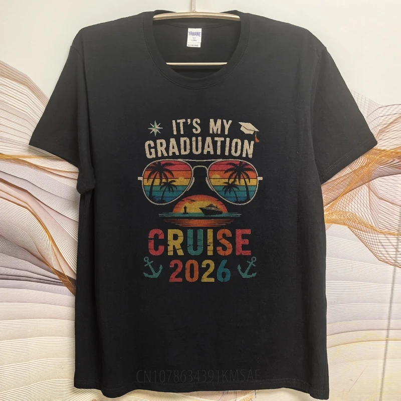 Casual summer For men t shirt It's My Graduation Cruise 2026 Short Sleeve Relaxed Fit O-Neck tops male cotton tee shirt