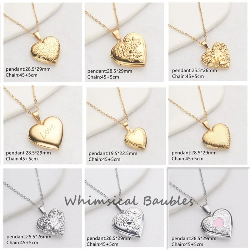 

Diamond Heart Shaped Photo Picture Locket Necklace Romantic Custom Love Secret Message Pendant Necklace For Lover Couples Gift