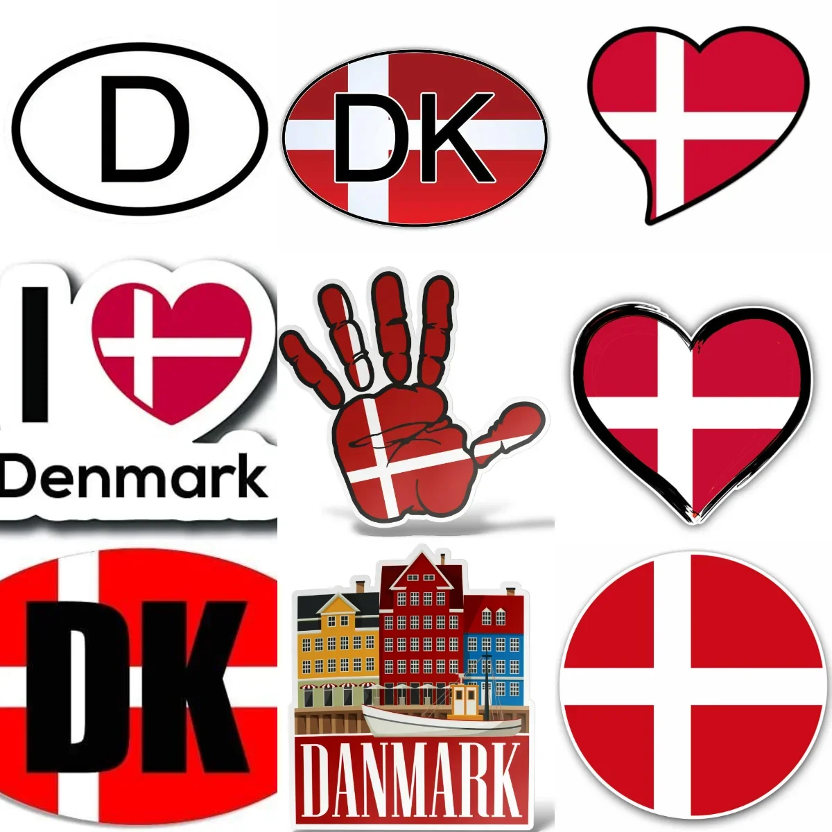 

DK Denmark Flag Map Emblem Creative Stickers for Car Wall Room Truck Window Helmet Bike Decoration Accessories
