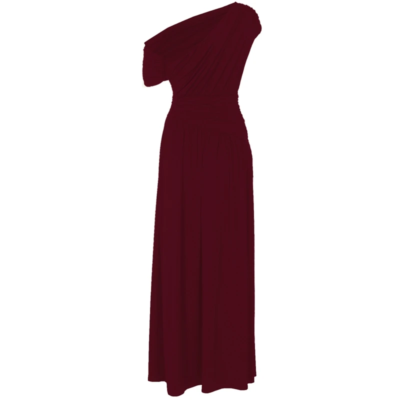 Hugcitar One Shoulder Ruched Sleeveless Solid Pleated Sexy Irregular Y2K Maxi Dress Summer Elegant Party Women Clothes Vacation