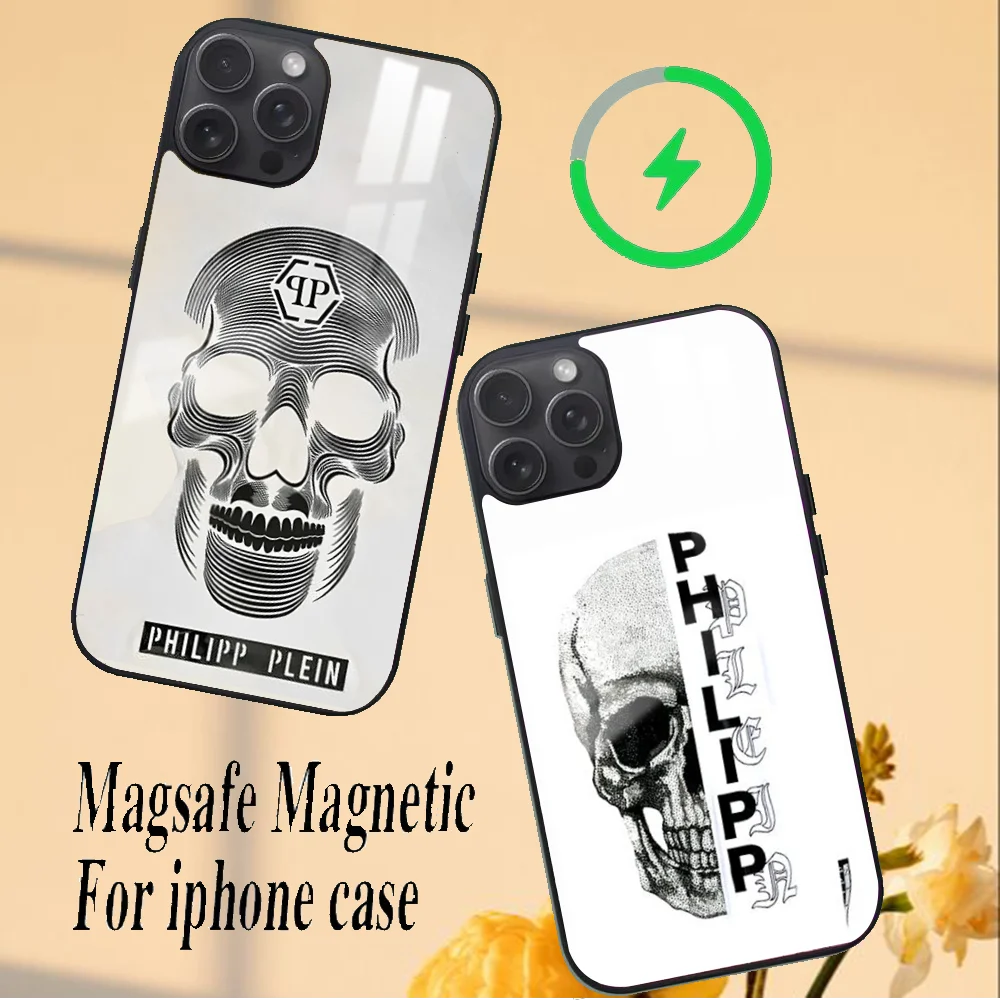 Philip Plein Plein Interview Phone Case For iPhone 16 15 14 13 12 11 PRO MAX PLUS Mini Magnetic wireless mirror phone case