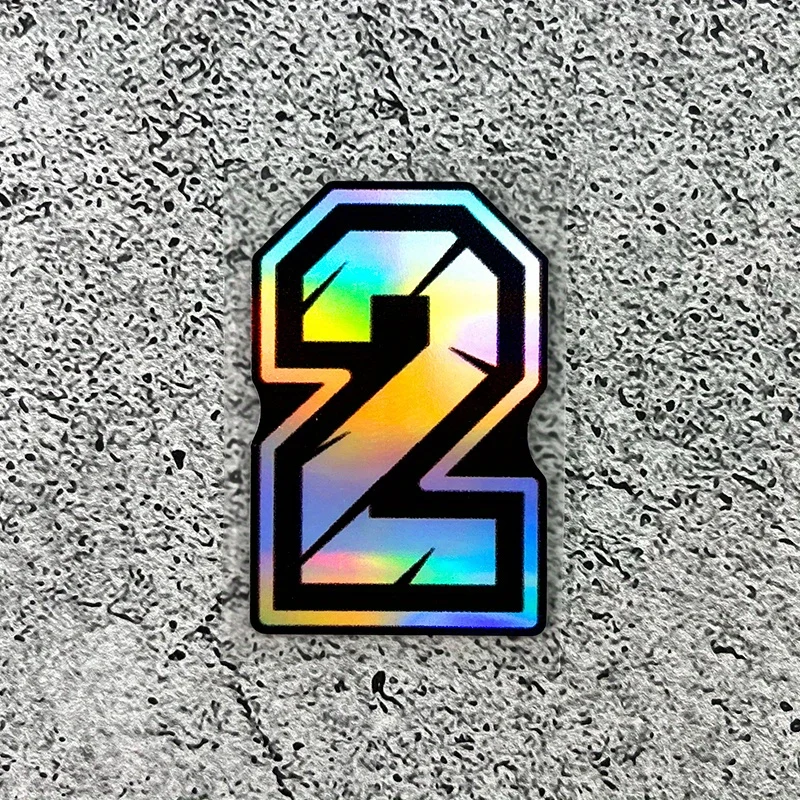 1PC Holographic Racing Number Car Stickers, 0-9 Colorful Digit Decals for Car Body/Window, Add Sporty Vibe to Your Automobile