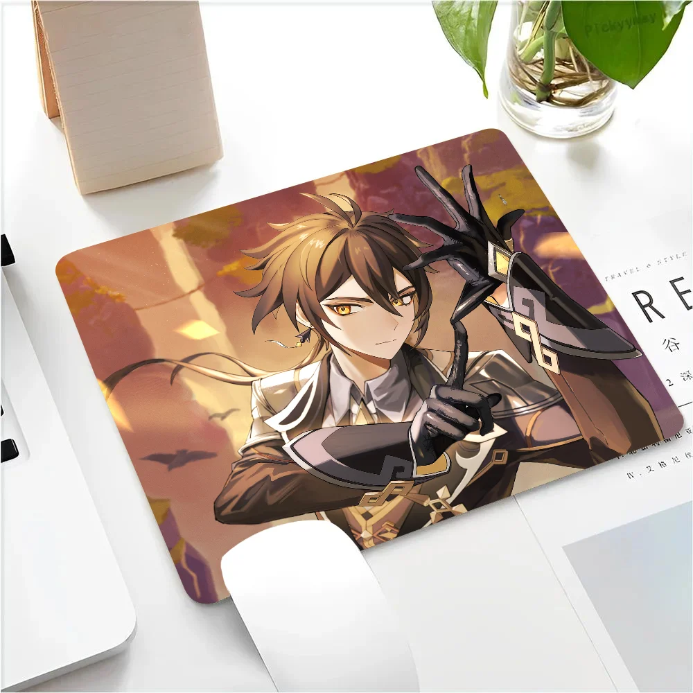 Zhongli Genshin Mousepad Small LockEdge Mouse Pad For Gamers Computer Desk Pad Rectangular Anti-slip Rubber