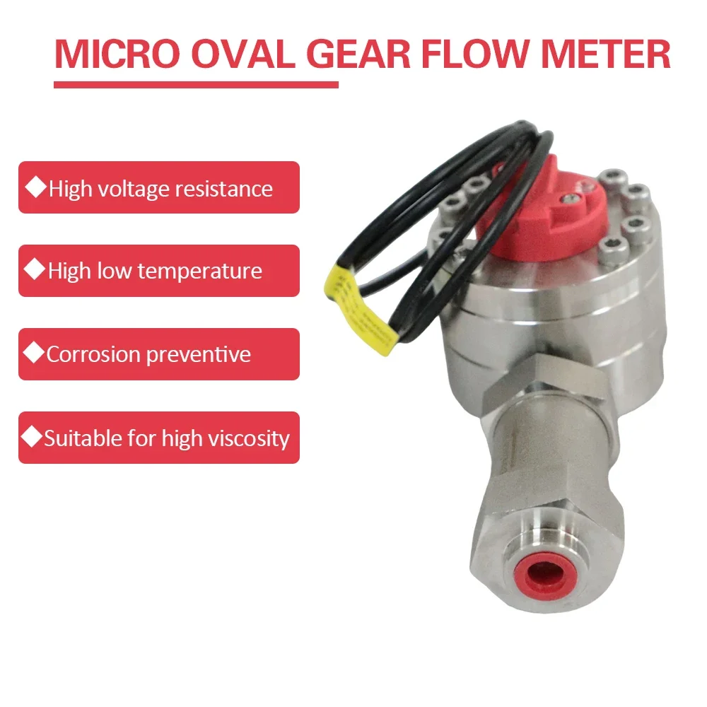0.5% High Accuracy CX-M9-SS 0.1-10L/min Mini Oval Gear Flow Meter Pulse Output 32bar for Liquid Lab Industrial Use
